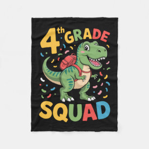 4th Grade Back To School Cute Dinosaur Fleece Blanket