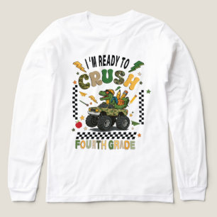 4th Grade Back To School Dinosaur Monster Truck Tri-Blend Shirt