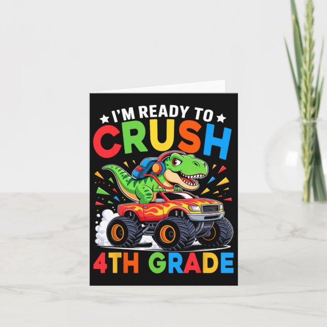 4th Grade Back To School Dinosaur T Rex Monster Tr Card (Front)
