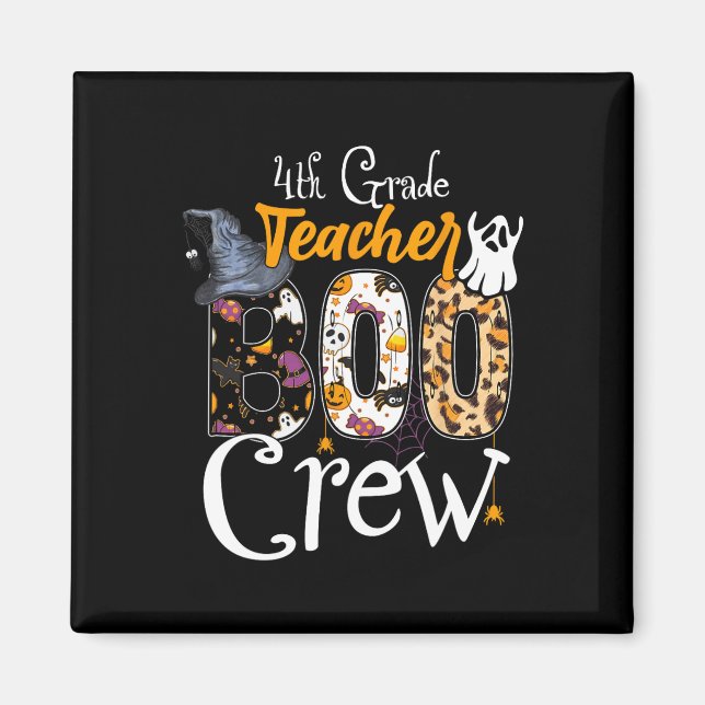 4th Grade Boo Crew Witch Hat Fall Halloween Costum Magnet (Front)