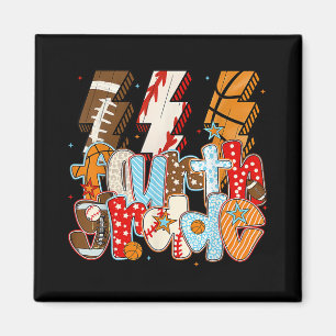 4th Grade Boys Lightning Bolt Football Baseball Ba Magnet