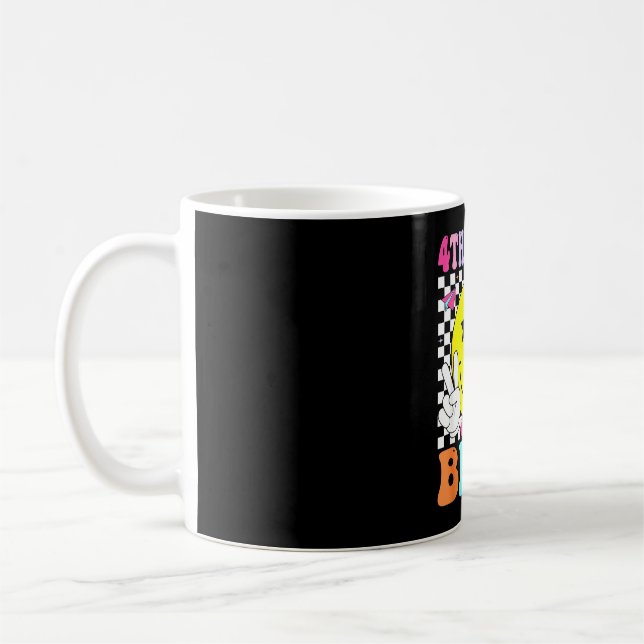 4th grade bruh retro smile face back to school coffee mug (Left)