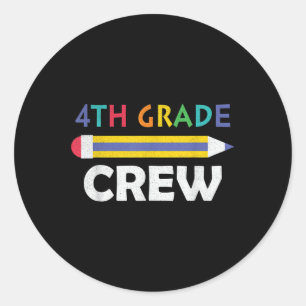 4th Grade Crew Cute Back To School  Classic Round Sticker