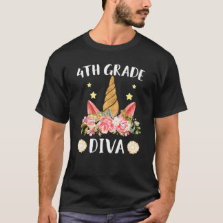 4th grade Diva First day of school unicorn magical T-Shirt