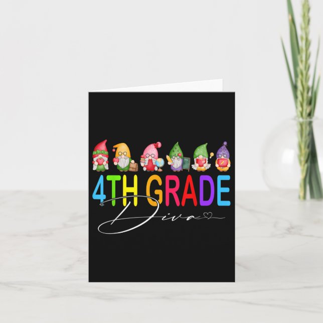4th Grade Diva Gnomes Back To School  Card (Front)