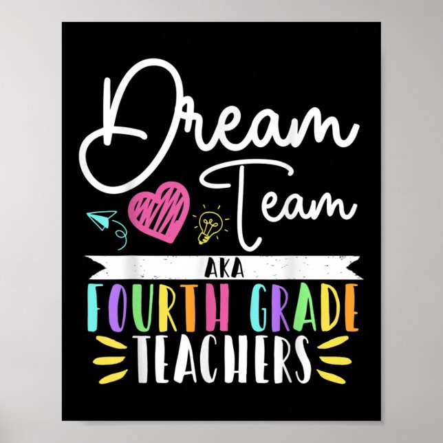 4th Grade Dream-team Aka Fourth Grade Teacher Back Poster (Front)