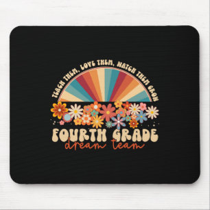 4th Grade Dream Team Groovy Rainbow Back To School Mouse Pad