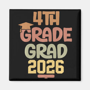 4th Grade Grad Cl Of 2026 Graduation Bold Cosy Col Magnet