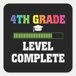 4th Grade Graduation Level Complete Student Gift Square Sticker