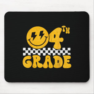 4th Grade Groovy Smile Face Fourth Grade Teacher B Mouse Pad