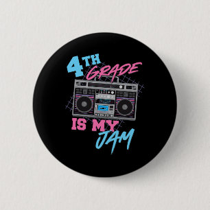 4th Grade Is My Jam - Vintage 80s Boombox Teacher 6 Cm Round Badge