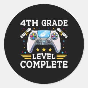 4th Grade Level Complete Gamer Cl Of 2025 Graduati Classic Round Sticker