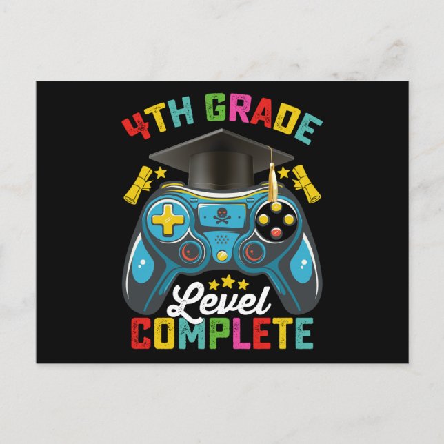 4th Grade Level Complete Graduation Gaming Gamer Postcard (Front)