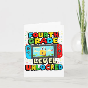 4th Grade Level Unlocked Funny Gamer Boys Back To Card