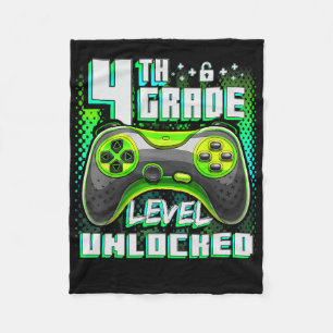 4th Grade Level Unlocked Funny Gamer Boys Ck To Sc Fleece Blanket