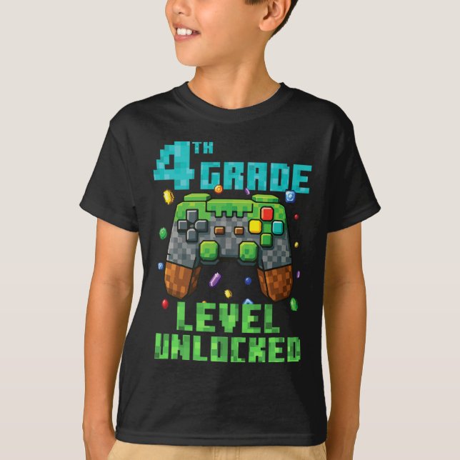 4th Grade Level Unlocked Gamer Controller Back To  T-Shirt (Front)