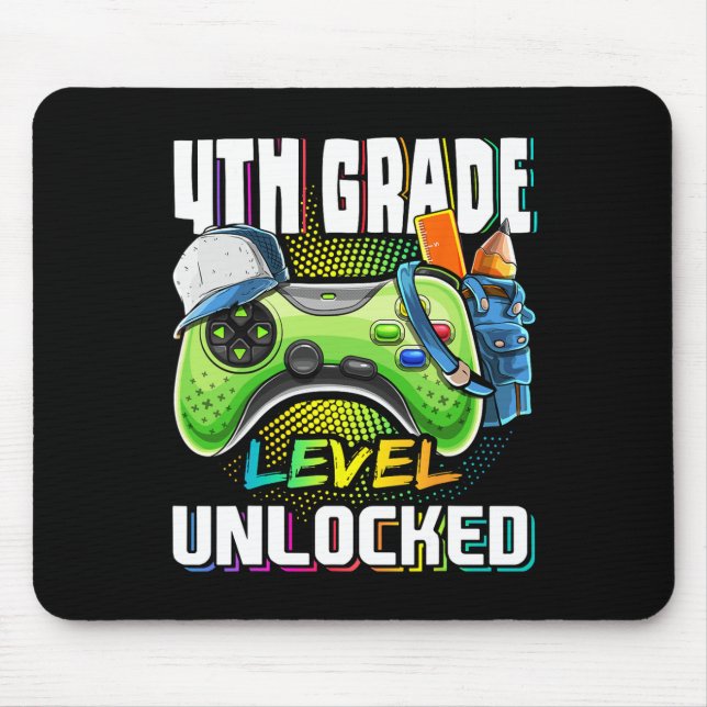 4th Grade Level Unlocked Video Game Back To School Mouse Pad (Front)