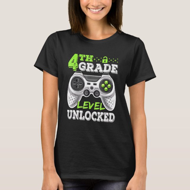 4th Grade Level Unlocked Video Game Back To School T-Shirt (Front)