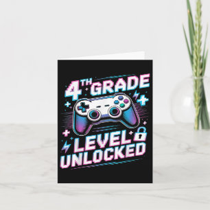 4th Grade Level Unlocked Video Game First Day Boy  Card