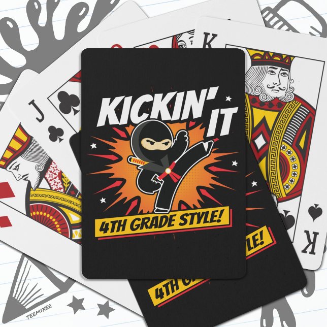4th Grade Ninja Kick First Day Back To School Playing Cards (Creator Uploaded)