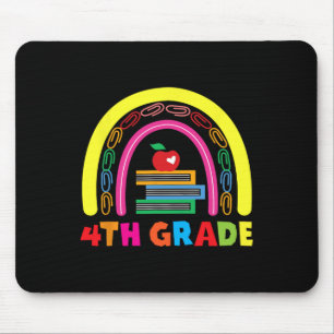 4th Grade Rainbow Apple Back To School Kids Teache Mouse Pad