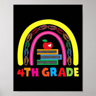 4th Grade Rainbow Apple Back To School Kids Teache Poster