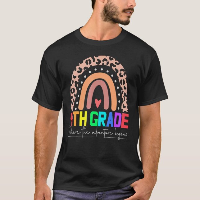 4th Grade Rainbow Leopard Teacher Team Fourth Grad T-Shirt (Front)