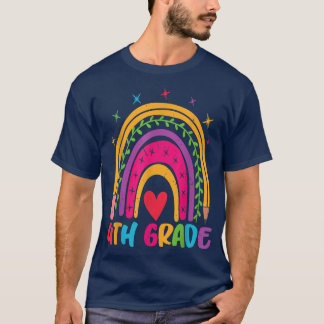 4th Grade Rainbow Teacher Student Back To School  T-Shirt