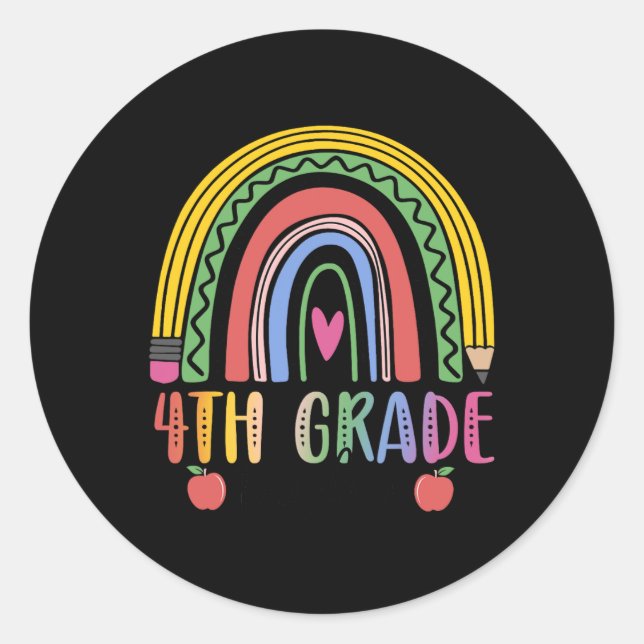 4th Grade Rainbow Teacher Team Fourth Grade Squad  Classic Round Sticker (Front)