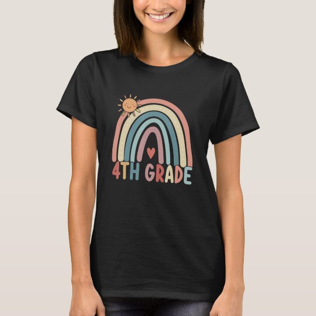 4th Grade Rainbow Team Fourth Grade Teacher Boho R T-Shirt (Front)