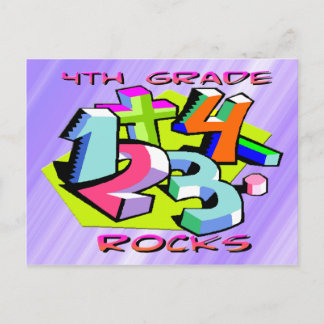 4th Grade Rocks - Numbers Postcard