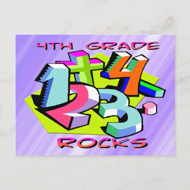 4th Grade Rocks - Numbers Postcard (Front)
