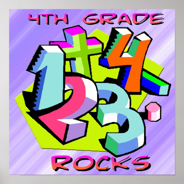 4th Grade Rocks - Numbers Poster (Front)