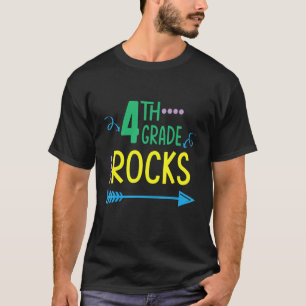 4th Grade Rocks Student Senior Teacher Happy Back  T-Shirt