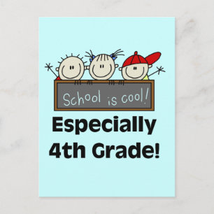 4th Grade School is Cool Tshirts and Gifts Postcard