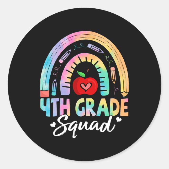 4th Grade Squad Back To School Fourth Grade Teache Classic Round Sticker (Front)