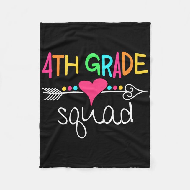 4th Grade Squad Fourth Teacher Student Team Back T Fleece Blanket (Front)