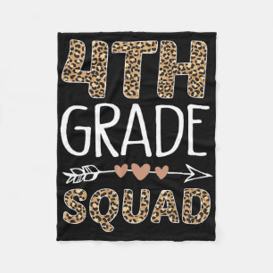 4th Grade Squad Leopard Teacher Student  Fleece Blanket