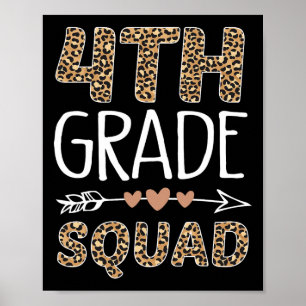 4th Grade Squad Leopard Teacher Student  Poster