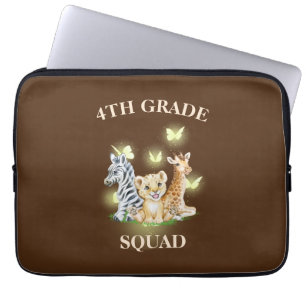 4th Grade Squad Neon wild Zoo Back To School Laptop Sleeve