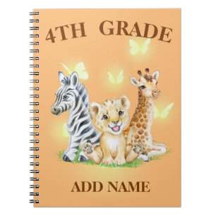 4th Grade Squad Neon wild Zoo Back To School Notebook