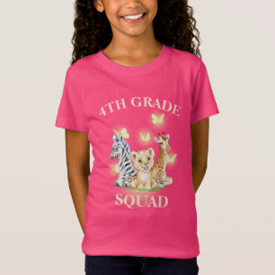 4th Grade Squad Neon wild Zoo Back To School T-Shirt