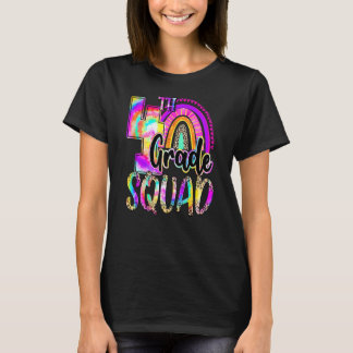 4th Grade Squad Rainbow Tie Dye Leopard Back To Sc T-Shirt
