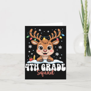 4th Grade Squad Reindeer Christmas Lights Cute Win Card