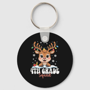 4th Grade Squad Reindeer Christmas Lights Cute Win Key Ring