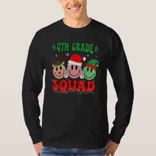 4th Grade Squad Retro Groovy Christmas Teacher Lif T-Shirt