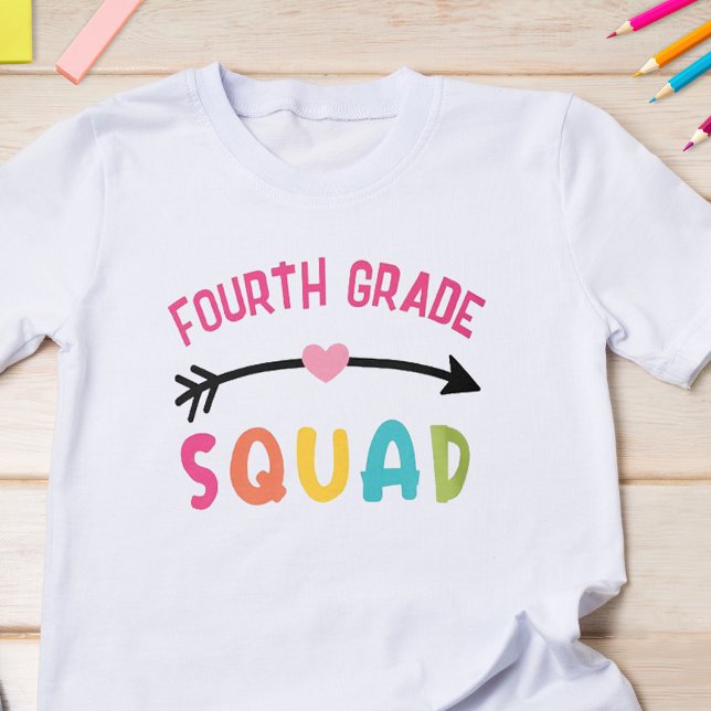 4th Grade Squad School T-Shirt (Start the school year off with some fun with this cute back to school t-shirt.)