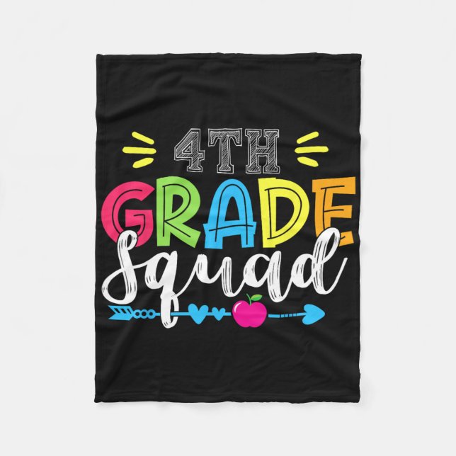 4th Grade Squad Team Back To School Teacher Studen Fleece Blanket (Front)