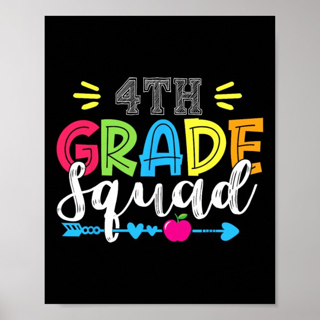 4th Grade Squad Team Back To School Teacher Studen Poster (Front)