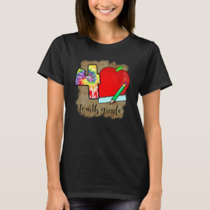 4th Grade Teacher Apple Heart Love Tie Dye Teacher T-Shirt